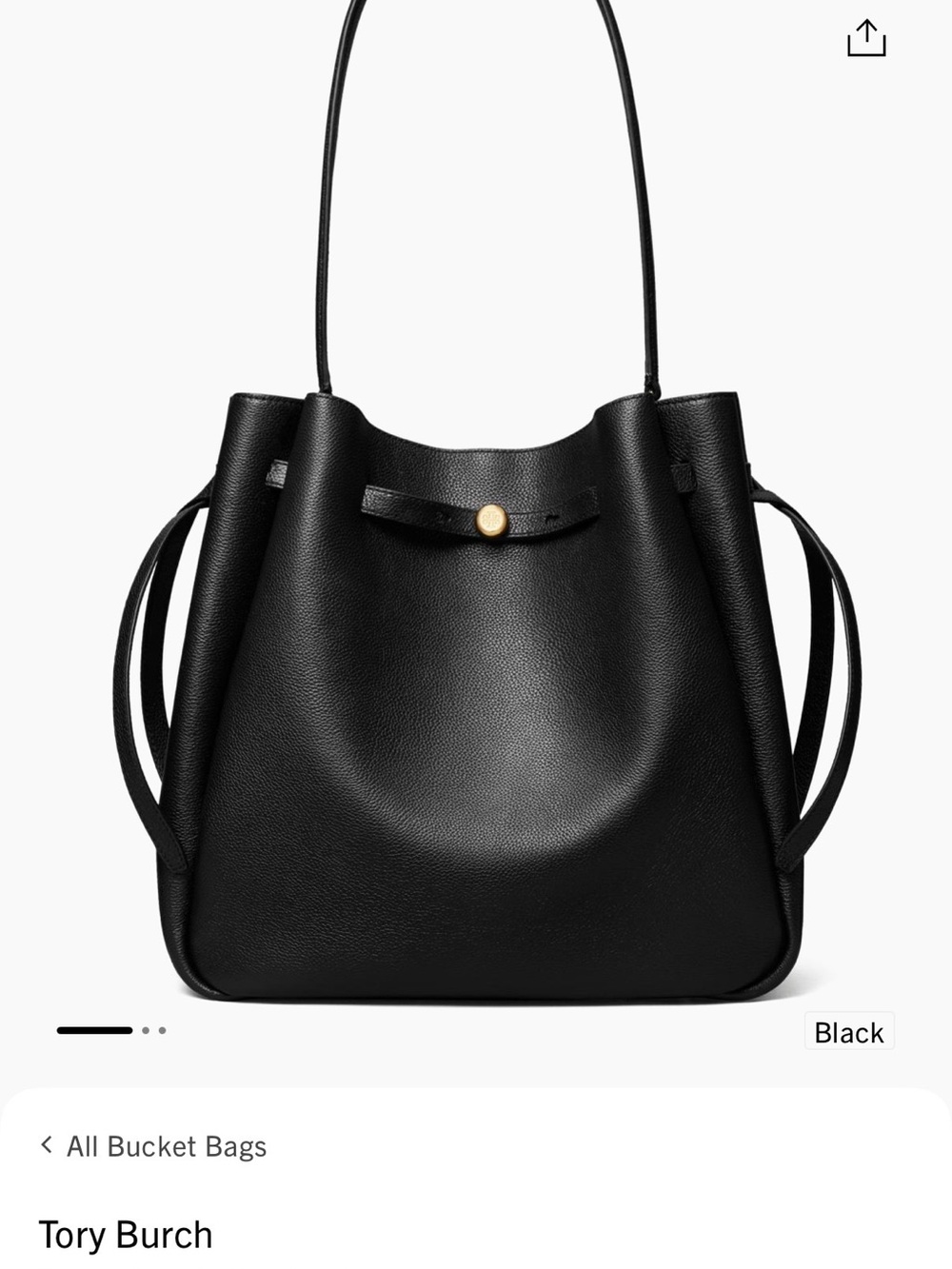 Tory Burch Black Romy Leather Bucket Bag